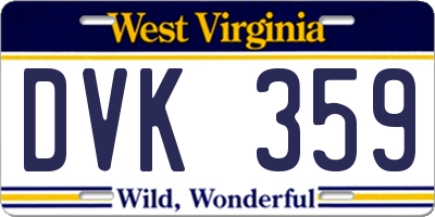 WV license plate DVK359