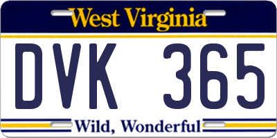 WV license plate DVK365