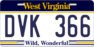 WV license plate DVK366