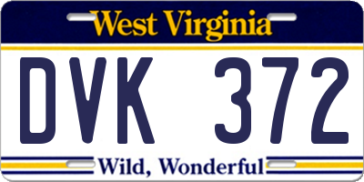 WV license plate DVK372