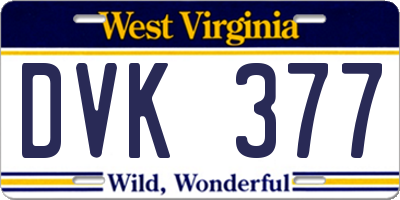 WV license plate DVK377