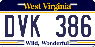 WV license plate DVK386