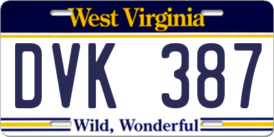 WV license plate DVK387