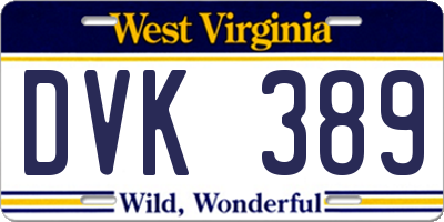 WV license plate DVK389