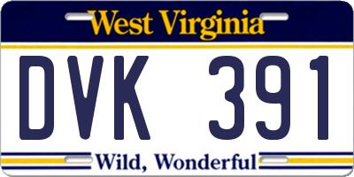 WV license plate DVK391