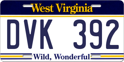 WV license plate DVK392