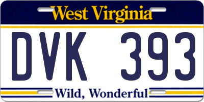 WV license plate DVK393