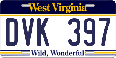 WV license plate DVK397