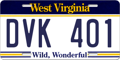 WV license plate DVK401