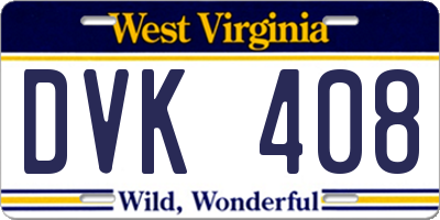 WV license plate DVK408