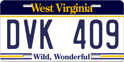 WV license plate DVK409