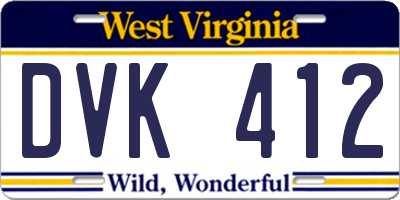 WV license plate DVK412