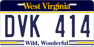 WV license plate DVK414