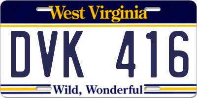 WV license plate DVK416