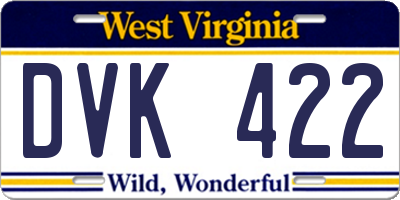 WV license plate DVK422