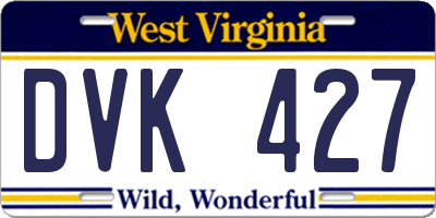 WV license plate DVK427