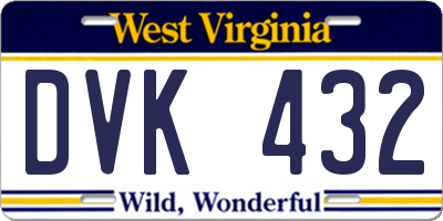 WV license plate DVK432