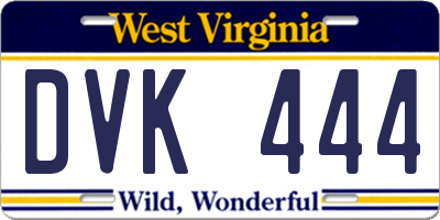 WV license plate DVK444