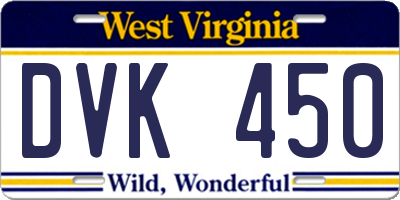 WV license plate DVK450