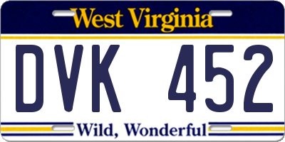 WV license plate DVK452