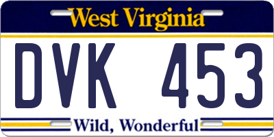 WV license plate DVK453