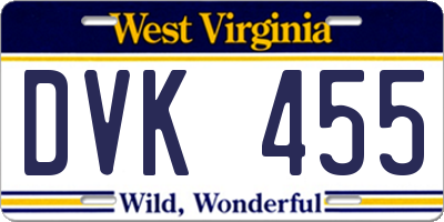 WV license plate DVK455