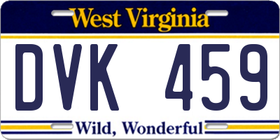 WV license plate DVK459