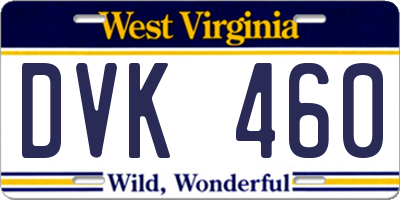 WV license plate DVK460