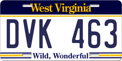WV license plate DVK463