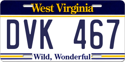 WV license plate DVK467
