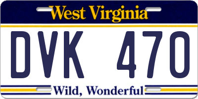WV license plate DVK470