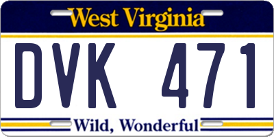WV license plate DVK471