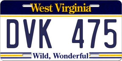 WV license plate DVK475