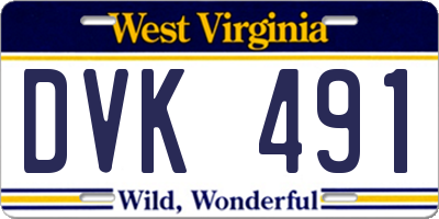 WV license plate DVK491
