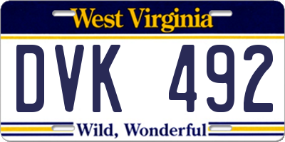 WV license plate DVK492