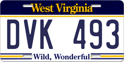 WV license plate DVK493