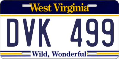 WV license plate DVK499