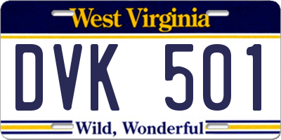 WV license plate DVK501