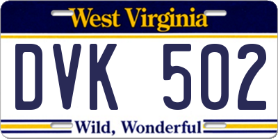 WV license plate DVK502