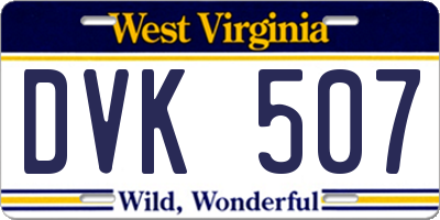 WV license plate DVK507