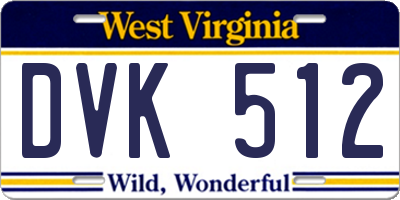 WV license plate DVK512