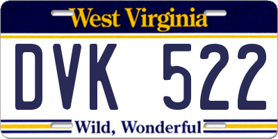 WV license plate DVK522