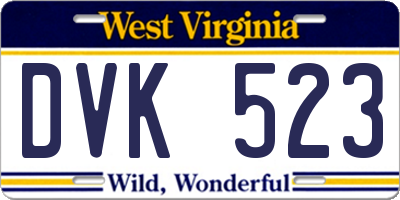 WV license plate DVK523
