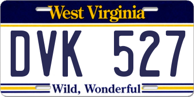 WV license plate DVK527