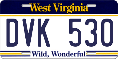 WV license plate DVK530