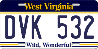 WV license plate DVK532