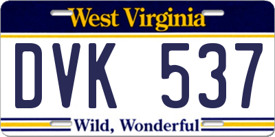 WV license plate DVK537