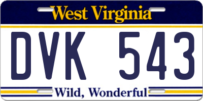 WV license plate DVK543