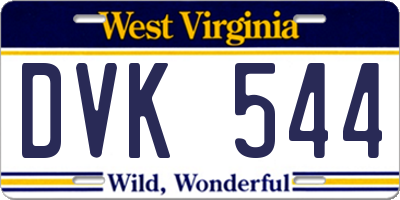 WV license plate DVK544