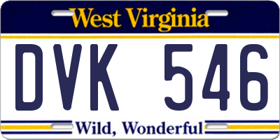 WV license plate DVK546